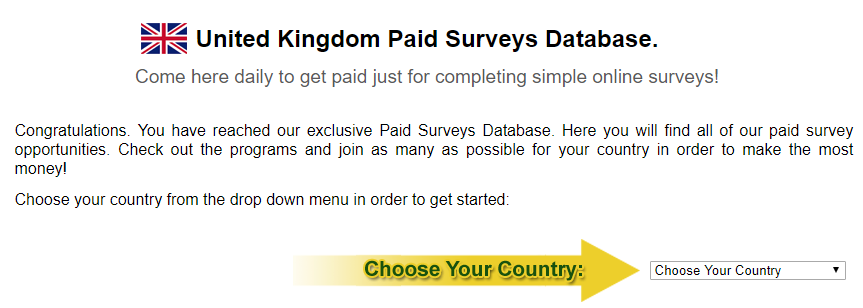 United Kingdom Paid Surveys Database
